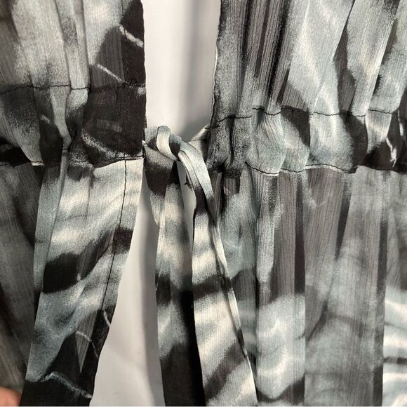 No Boundaries Cover Up SZ S Black Gray Tie Dye Kimono Waist New Swim Beach Sheer - Picture 7 of 10